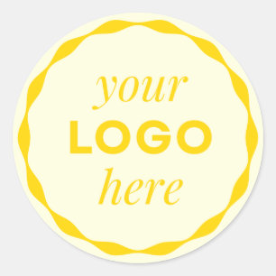 Gelb minimalistisches Logo gewellter Kreisaufklebe Runder Aufkleber
