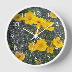Gelb, mit Blumen, Natur, Blumen, blühend Natur, Uhr