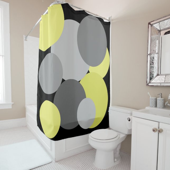 Gelb mit grauem Polka Dots Duschvorhang (Beispiel)