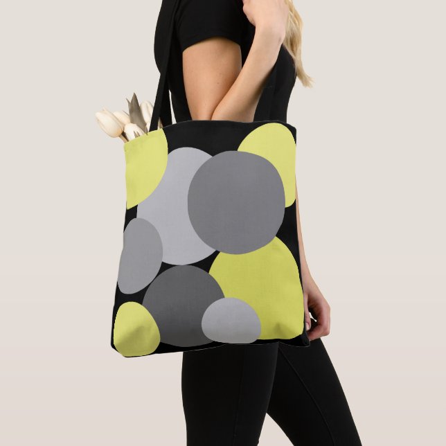 Gelb mit grauen Polka-Punkten Tasche (Von Nahem)
