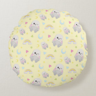 GELB MIT PLUSH BUNNIES MOONS STARS RUNDES KISSEN