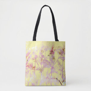 Gelb mit rosa Blume Tasche