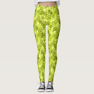 Gelb mit schwarz leuchtendem Neuralmuster Leggings