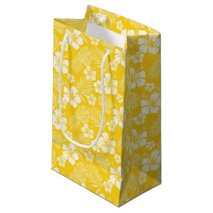 GELB MIT TROPISCHEN WEISSEN HIBISKEN BLUME KLEINE GESCHENKTÜTE