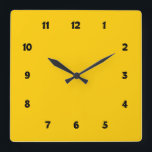 Gelb mit Zahlen Quadratische Wanduhr<br><div class="desc">Minimale gelbe Wanduhr mit Zahlen in einem cartoonish Schriftart.</div>