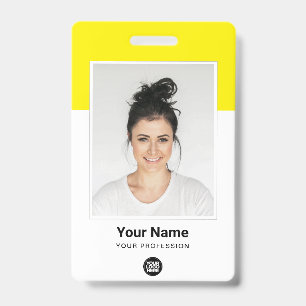 Gelb Mitarbeiter riesig Foto Qr Bar Code Logo Name Ausweis
