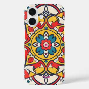Gelb mosaikrot, Mandala-Muster iPhone 16 Hülle