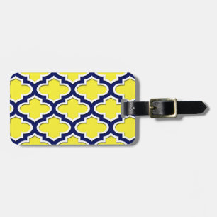 Gelb, Navy Blau, Whg marokkanischer Quatrefolie #3 Gepäckanhänger