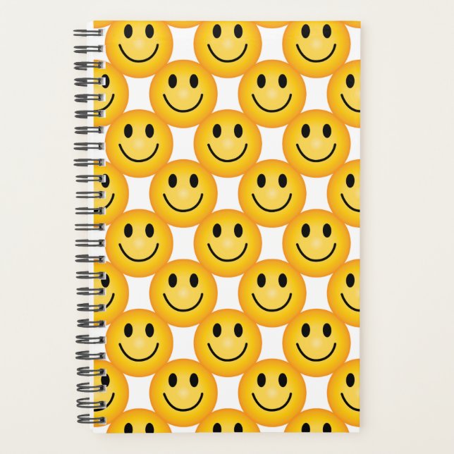 Gelb Notebook-Planer mit glücklichem Gesicht Emoji Planer (Vorderseite)