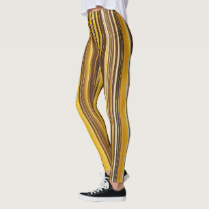 Gelb, Ocker, Braun und weiße Streifen Leggings