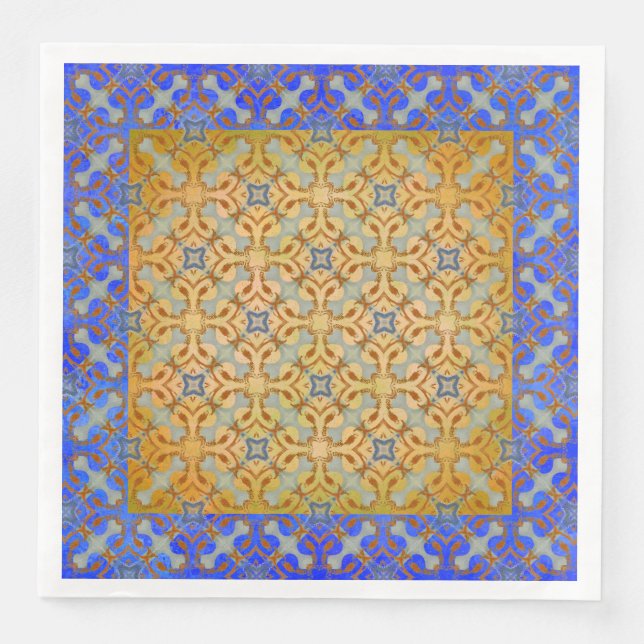 Gelb, orange, blau geschliffen serviette (Vorderseite)