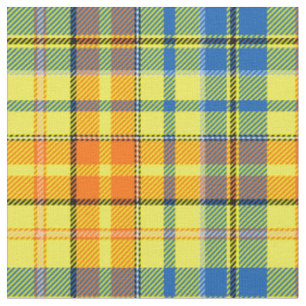 Gelb Orange Blau Kariertes Tartan Design Stoff