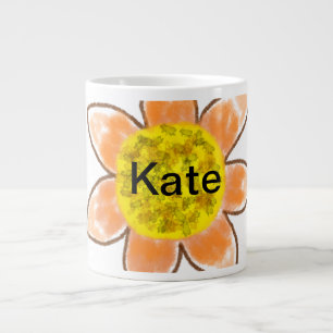 Gelb Orange Braun Sonnenblume Fügen Sie Namen Text Jumbo-Tasse