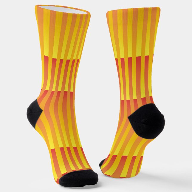 Gelb Orange Gestreiftes Muster Socken (Gewinkelt)