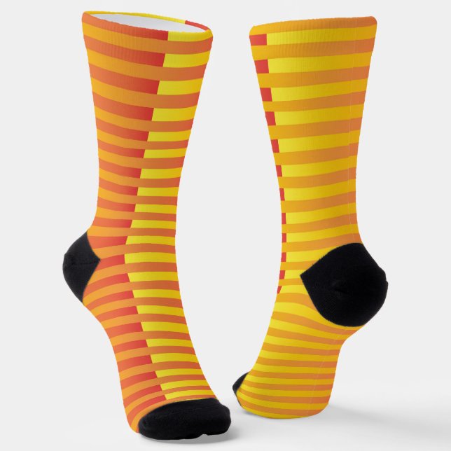 Gelb Orange Gestreiftes Muster Socken (Gewinkelt)