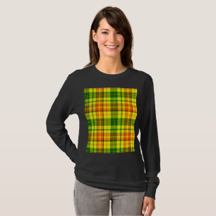 Gelb Orange Grün Kariertes Tartan-Design  T-Shirt