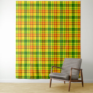 Gelb Orange Grün Kariertes Tartan-Design  Wandteppich