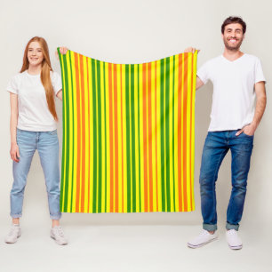 Gelb Orange Grün Vertikale Streifen Design Fleecedecke