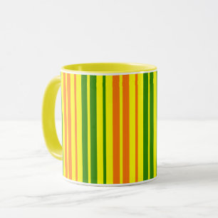 Gelb Orange Grün Vertikale Streifen Design   Tasse