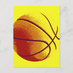 Gelb Orange Pop Art Basketball Postkarte