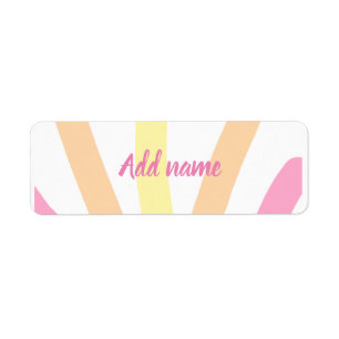 Gelb orange Regenbogen Retro Namen Text Pink