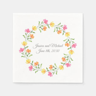 Gelb, orange, rosa Blumenkränz Serviette