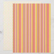 Gelb, orange rosa Streifen und Polka Dots Scrapboo