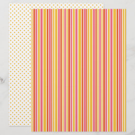 Gelb, orange rosa Streifen und Polka Dots Scrapboo