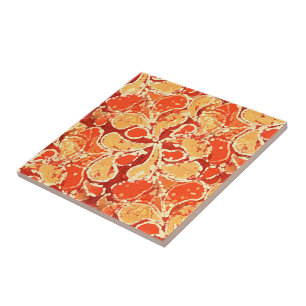 Gelb Orange Rot Bali Batik Stil Paisley Muster Fliese