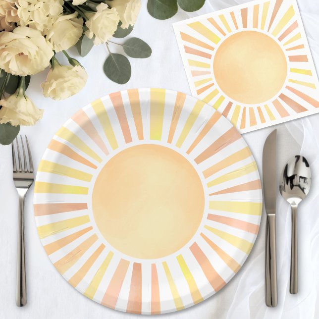 Gelb Orange Sonne Pappteller (Yellow Orange Sun Paper Plates )