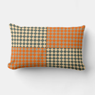 Gelb Orange Taupe Karo Diamant Muster Lendenkissen