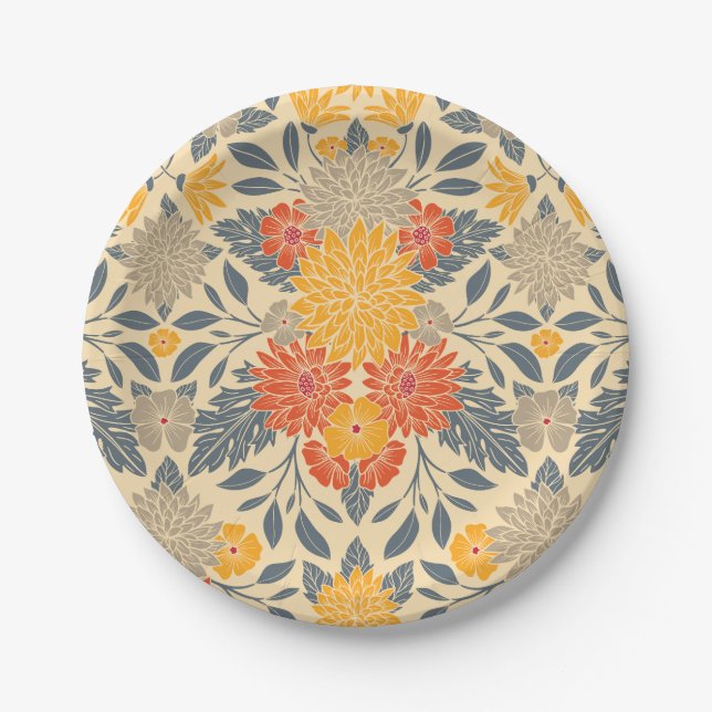 Gelb, orange und blau pappteller (Vorderseite)