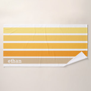 Gelb, orange und braune Retro Strip Badetuch Badehandtuch