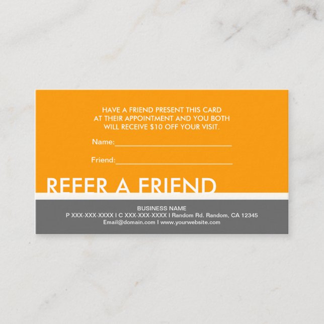 Gelb-orangee graue einfache verweisen Karten eines (Vorderseite)