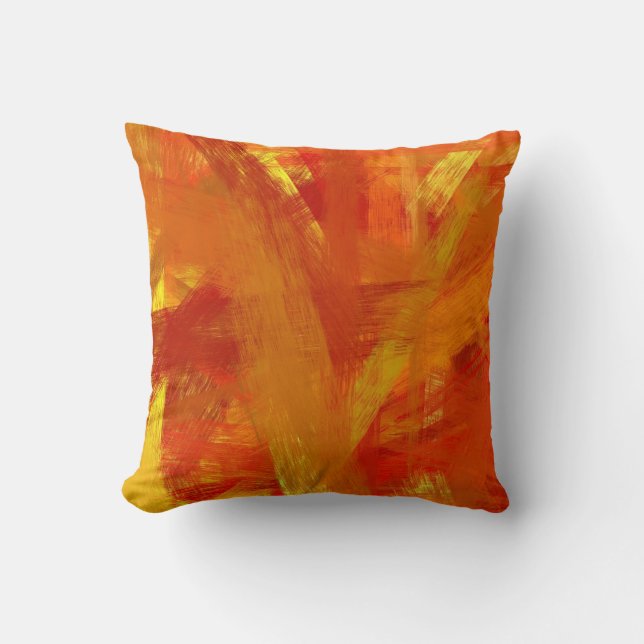 Gelb-orangee Kunst-Malerei-Art Kissen (Vorderseite)