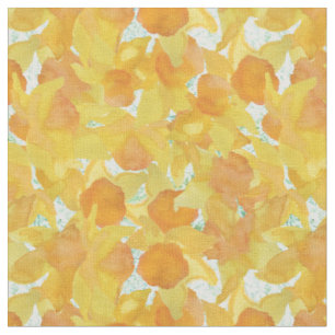 Gelb-orangee Narzissen auf grünem Blumengewebe Stoff