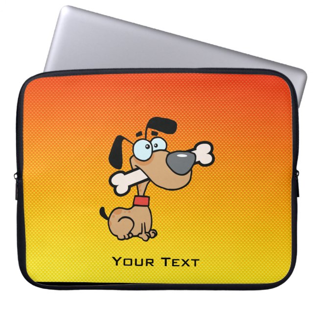Gelb-orangeer Cartoon-Hund Laptopschutzhülle (Vorderseite)