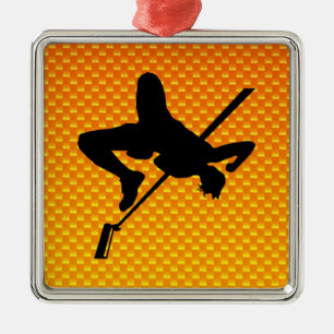 Gelb-orangeer Hochsprung Silbernes Ornament