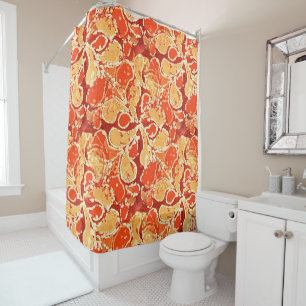 Gelb-orangees Bali-Batik-Art-Paisley-Muster Duschvorhang