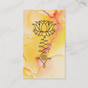 *~* gelb-orangees heilendes Yoga Reiki Lotuss Visitenkarte