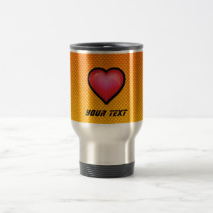 Gelb-orangees rotes Herz Reisebecher