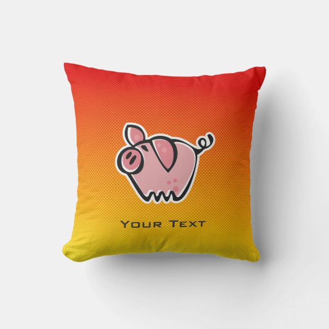 Gelb-orangees Schwein Kissen (Vorderseite)
