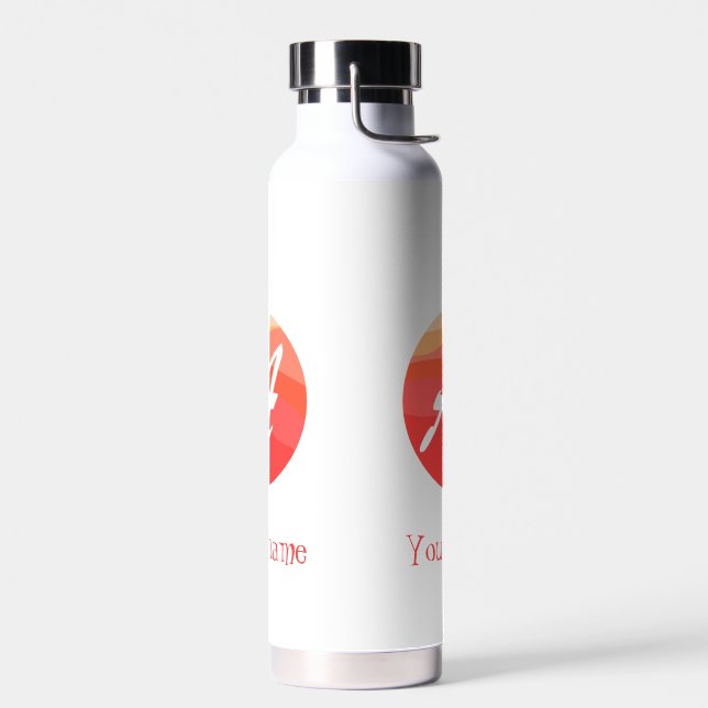 Gelb-orangefarbene Monogramm Initial A white Trinkflasche (Links)