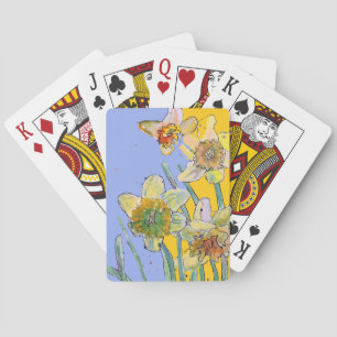 Gelb Osterglocke Frühling floral Aquarell Blumen P Spielkarten