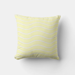 Gelb Pastell & Weiße Wellenlinien Design Kissen