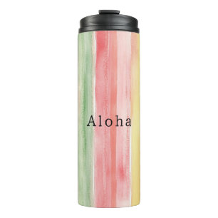 Gelb Pink Mint Streifen Aloha Thermosbecher
