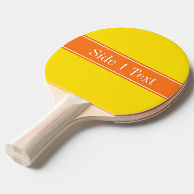 Gelb, Pumpkin-Orange-Ribbon-Monogramm Tischtennis Schläger (Vorderseite)