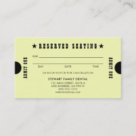 Gelb reservierte Sitzplätze Zahnersatz Terminkarte