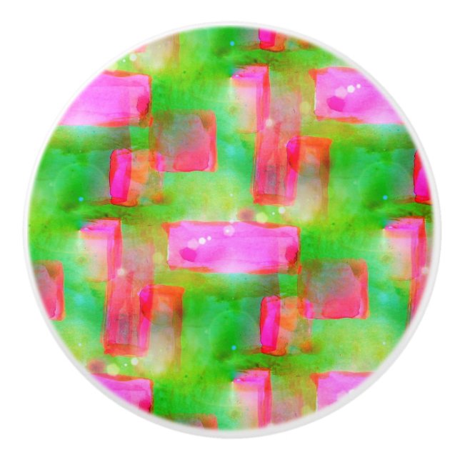 Gelb, rosa, abstrakt gestrichen, hell keramikknauf (Vorderseite)