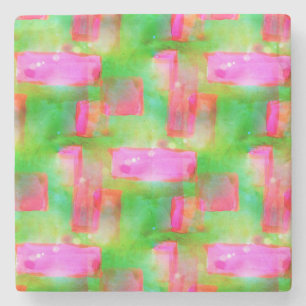 Gelb, rosa, abstrakt gestrichen, hell steinuntersetzer